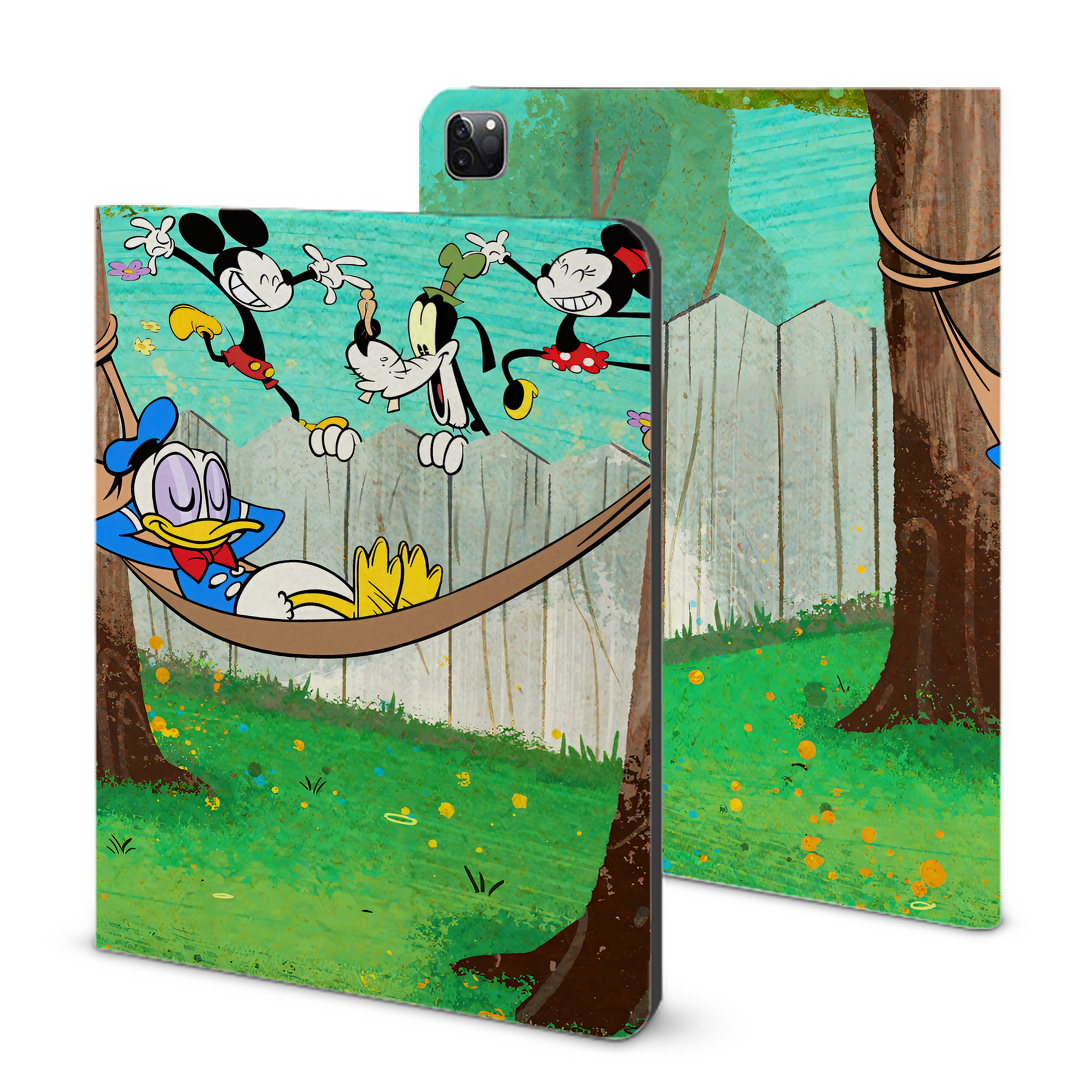 （画像用） ミッキーマウス Mickey Mouse IPad ケース ブック型 PUレザー TPU 耐衝撃 軽量 薄型 ペン収納なし 全面保護 IPad 各モデル対応